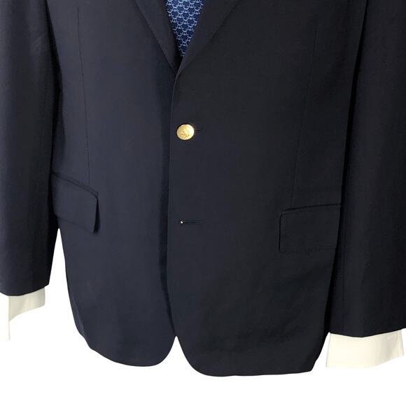 Jos A Bank Signature Gold Mens Size 42R Blazer Jacket Classic Navy Gold Buttons - Picture 3 of 16